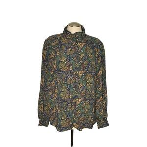 Vintage Yves St Clair Paisley Button Up Blouse 8